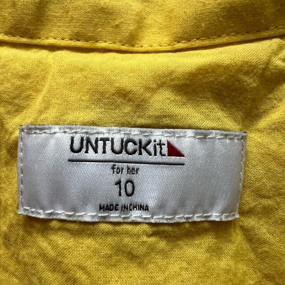 Untuckit For Her Yellow Eyelet 100% Cotton Yellow Color Collared Dress In S10 - Picture 4 of 11